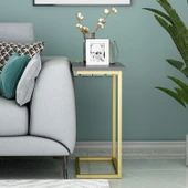 Narin Yan Sehpa, Metal Ayaklı Çok Amaçlı Yan Sehpa Antrasit/Gold - 3