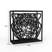 Kaplan Temalı Siyah Metal Peçetelik - 8