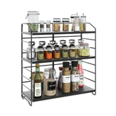 Ayarlanabilir Raflı 40cm Baharatlık, Organizer, Düzenleyizi Tezgahüstü Banyo, Mutfak, Ofis Model-1 Siyah - 2