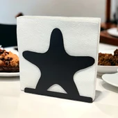 Deniz Yıldızı Temalı Siyah Metal Peçetelik - 5