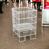 Ergonomik Tasarım 40x40 Katlanır Tel Havuz Sepeti Beyaz – Market, Avm, ve Bakkal İçin İdeal Ürün Teşhir Standı - 3