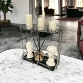 2 Katlı 28x14 Gümüş Banyo ve Kozmetik Düzenleyici - Çift Katlı Sunum ve Servis Tepsisi - 22