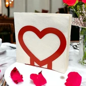 Kalp Temalı Kırmızı Metal Peçetelik - 3