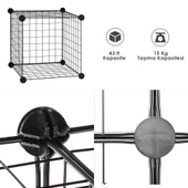 20'li Tel Küp Çok Amaçlı Organizer Raf Siyah 33cm - 7