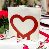 Kalp Temalı Kırmızı Metal Peçetelik - 4