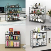 Ayarlanabilir Raflı 40cm Baharatlık, Organizer, Düzenleyizi Tezgahüstü Banyo, Mutfak, Ofis Model-1 Siyah - 7