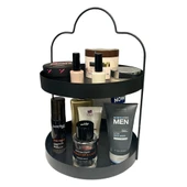 24 cm Yuvarlak Siyah İki Katlı Banyo Mutfak Makyaj Organizer Rafı Model 1 - 5