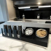 4 Bölmeli Karton Bardaklık ve 2' li Tek yuvalı Karistirici ve Şeker Endüstriyel Mutfak Kahve Aksesuar Düzenleyici Siyah Çok Bölmeli Kafe/Ofis Kahve Standı - 2