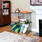 4 Bölmeli Tel Küp Çok Amaçlı Organizer Raf Siyah 33cm Mutfak, Oyuncak, Kiler, Depolama Rafı - 8