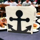 Çapa Temalı Siyah Metal Peçetelik thumbnail 6