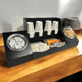 16 Oz Çay Kahve ve 2' li Tek yuvalı Organizer Siyah Stand Kahve İstasyonu Düzenleyicisi, Şık Tasarım, Ofis & Self Servis İçin - 2