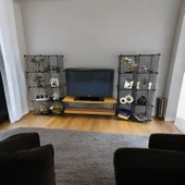 Bambu Ahşap ve Metal Detaylı TV Ünitesi & Sekizli Tel Küp Raf Sistemi - Modern Tasarım Model-1 - 5