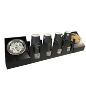 4 Bölmeli Karton Bardaklık ve 2' li Tek yuvalı Karistirici ve Şeker Endüstriyel Mutfak Kahve Aksesuar Düzenleyici Siyah Çok Bölmeli Kafe/Ofis Kahve Standı - 5