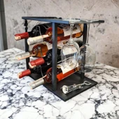 Modern 6 Bölmeli Şarap Standı Model-1 Siyah - 5