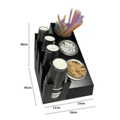 4 Bölmeli 16Oz ve 3 yuvalı Basamaklı Kahve Standı Düzenleyici Organizer Siyah Renkli Çok Bölmeli Kafe ve Self-Servis İçin Pratik Organizatör - 5