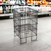 Ergonomik Tasarım 40x40 Katlanır Tel Havuz Sepeti Siyah – Market, Avm, ve Bakkal İçin İdeal Ürün Teşhir Standı – 3 Kademeli Kullanım - 1