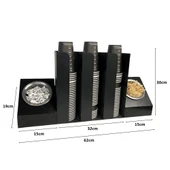 3 Bölmeli Karton Bardaklık ve 2' li Tek yuvalı Karistirici ve Şeker Endüstriyel Mutfak Kahve Aksesuar Düzenleyici Siyah Çok Bölmeli Kafe/Ofis Kahve Standı - 6