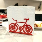 Bisiklet Temalı Kırmızı Metal Peçetelik - 6