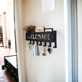 Welcome Temalı Siyah Raflı Anahtarlık - 6