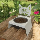 Sevimli Kedi Tasarımlı, Ergonomik Beyaz Kedi ve Köpek Mama ve Su Kabı Tekli Small Model – Paslanmaz Çelik, Dayanıklı Malzeme thumbnail 1