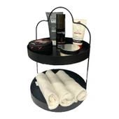 24 cm Yuvarlak Siyah İki Katlı Banyo Mutfak Makyaj Organizer Rafı Model 1 - 6