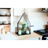 Şık Siyah Metal Duvara Monte Şamdan Dekoratif Mumluğu - 7