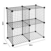 4 Bölmeli Tel Küp Çok Amaçlı Organizer Raf Siyah 33cm Mutfak, Oyuncak, Kiler, Depolama Rafı - 6