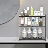 Ayarlanabilir Raflı 40cm Baharatlık, Organizer, Düzenleyizi Tezgahüstü Banyo, Mutfak, Ofis Model-1 Siyah - 3