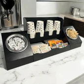 16 Oz Çay Kahve ve 2' li Tek yuvalı Organizer Siyah Stand Kahve İstasyonu Düzenleyicisi, Şık Tasarım, Ofis & Self Servis İçin - 6