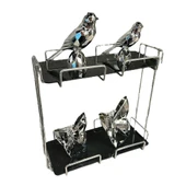 2 Katlı 28x14 Gümüş Banyo ve Kozmetik Düzenleyici - Çift Katlı Sunum ve Servis Tepsisi - 20