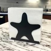 Deniz Yıldızı Temalı Siyah Metal Peçetelik - 1