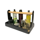 Ahşap Saplı 30x17cm Siyah Metal Servis, Sunum, Dekoratif Tepsi - 7