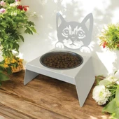 Sevimli Kedi Tasarımlı, Ergonomik Beyaz Kedi ve Köpek Mama ve Su Kabı Tekli Small Model – Paslanmaz Çelik, Dayanıklı Malzeme thumbnail 7