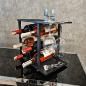 Modern 6 Bölmeli Şarap Standı Model-1 Siyah - 1