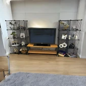 Bambu Ahşap ve Metal Detaylı TV Ünitesi & Sekizli Tel Küp Raf Sistemi - Modern Tasarım Model-1 - 6