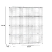 12 Bölmeli Tel Küp Çok Amaçlı Organizer Raf Beyaz 33cm Mutfak, Oyuncak, Kiler, Depolama Rafı - 5