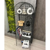 Modern Dekoratif Tel Metal Kitaplık & Çiçeklik Raf - Siyah - 6