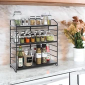 Ayarlanabilir Raflı 40cm Baharatlık, Organizer, Düzenleyizi Tezgahüstü Banyo, Mutfak, Ofis Model-1 Siyah - 9