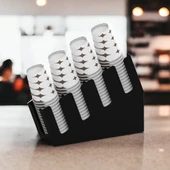 Yenilikçi Tasarım 4 Bölmeli Kademeli Karton Bardak Standı - 8 oz Bardak Uyumlu - 7