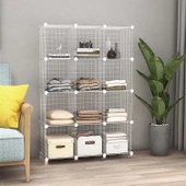 12 Bölmeli Tel Küp Çok Amaçlı Organizer Raf Beyaz 33cm Mutfak, Oyuncak, Kiler, Depolama Rafı - 3