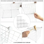 4 Bölmeli Tel Küp Çok Amaçlı Organizer Raf Beyaz 33cm Mutfak, Oyuncak, Kiler, Depolama Rafı - 7