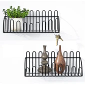 2'li Tel Raf Düzenleyici Çiçeklik Siyah Duvar Raf Seti - 5