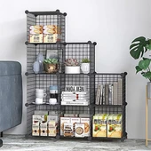 9 Bölmeli Tel Küp Çok Amaçlı Organizer Raf Siyah 33cm Mutfak, Oyuncak, Kiler, Depolama Rafı - 1