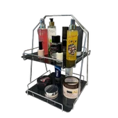 2 Katlı Üçgen Siyah Metal Banyo, Mutfak, Makyaj Organizatörü - Model 3 - 6