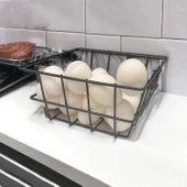 21X21cm Mutfak Meyve Sebze Sepeti Çok Amaçlı Siyah Tel Sepet - Masaüstü ve Dolap İçi Düzenleyici Organizer Siyah - 3