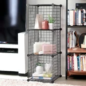 3 Bölmeli Tel Küp Çok Amaçlı Organizer Raf Siyah 33cm Mutfak, Oyuncak, Kiler, Depolama Rafı - 2