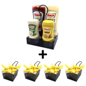 4 Adet Şık Patateslik ve 1 Pratik Sosluk - Siyah Cafe Sunum Seti Model-1 - 1