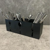 Ev & Endüstriyel Model Çatal Kaşık Bıçaklık Standı Siyah - 2