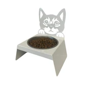 Sevimli Kedi Tasarımlı, Ergonomik Beyaz Kedi ve Köpek Mama ve Su Kabı Tekli Small Model – Paslanmaz Çelik, Dayanıklı Malzeme thumbnail 5