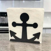 Çapa Temalı Siyah Metal Peçetelik thumbnail 1